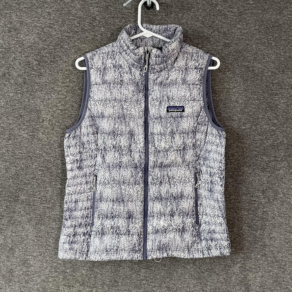 Patagonia Down Sweater Vest Womens Medium Gray Quilted Insulated Full Zip